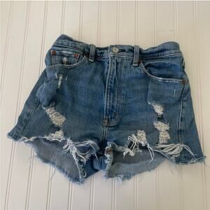 Abercrombie & Fitch Mom Short High Rise Jean Denim Distressed Shorts Womens 2 26